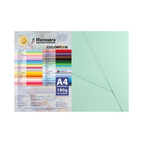 PAPEL COLORPLUS TAHITI A4 180G PACOTE 18 FOLHAS - CÓD. 2770