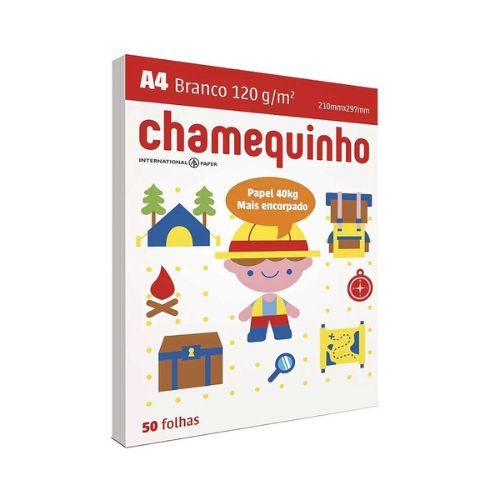 PAPEL CHAMEQUINHO BRANCO A4 120G PACOTE COM 50 FOLHAS - CÓD. 3773