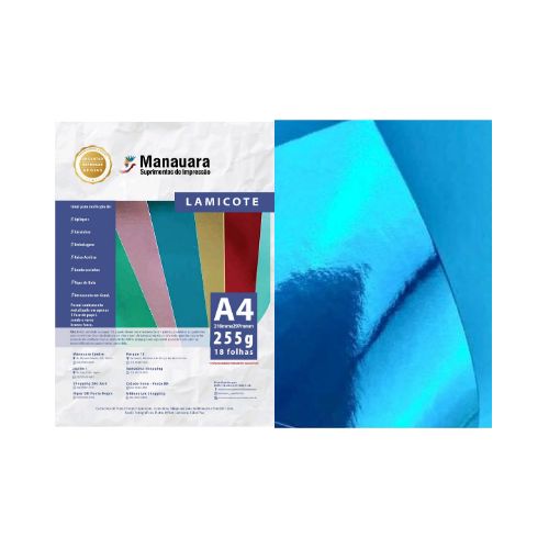 LAMICOTE AZUL A4 255G PACOTE COM 9 FOLHAS - CÓD. 3094