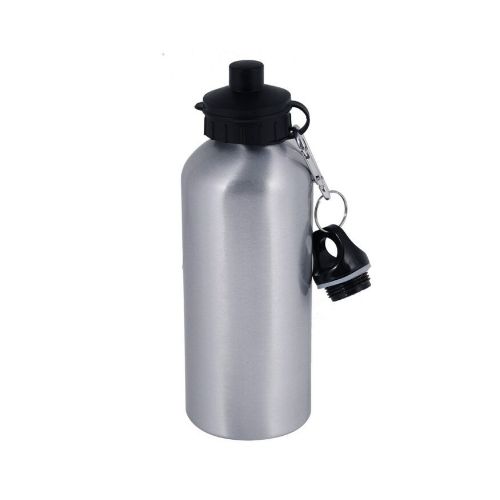 SQUEEZE DE ALUMÍNIO MOSQUETÃO COM TAMPA DUPLA PRATA 500ML - CÓD. 1991
