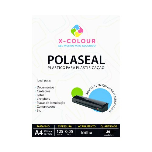 POLASEAL A4 125 MICRAS 0,05MM PACOTE 20 FOLHAS - CÓD. 3160