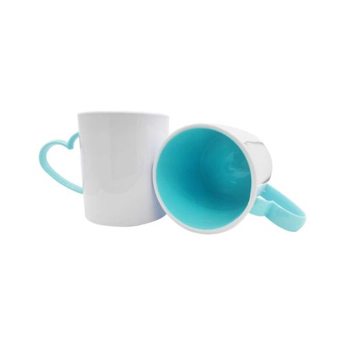CANECA DE POLÍMERO INTERNA AZUL BEBÊ E ALÇA CORAÇÃO AZUL BEBÊ 133G 325ML - CÓD. 3813
