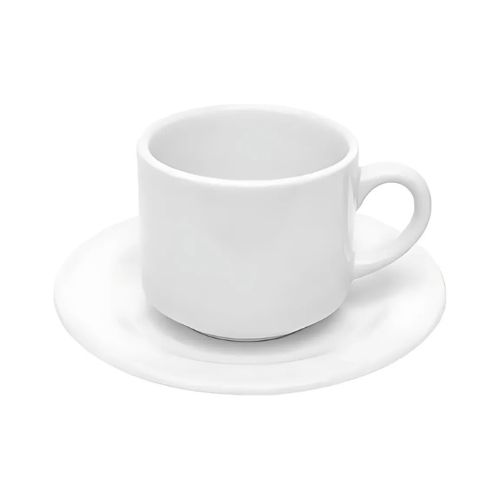 XÍCARA DE CHÁ COM PIRES SUBLIME 180ML BRANCO SUBLIMAÇÃO - CÓD. 2104