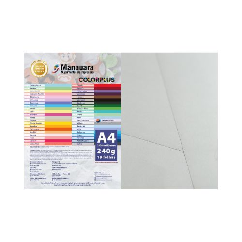 PAPEL COLORPLUS ROMA A4 240G PACOTE COM 18 FOLHAS - CÓD. 2876