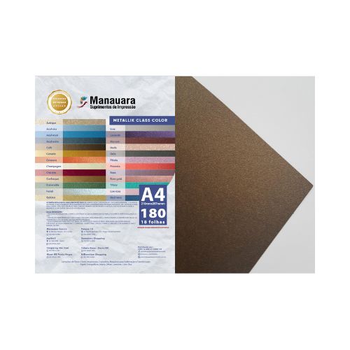 PAPEL CLASS COLOR METALLIK CAFÉ A4 180G PACOTE 9 FOLHAS - CÓD. 2893