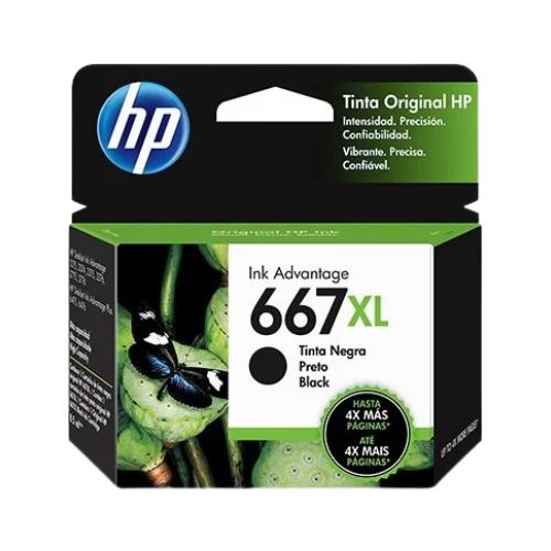 CARTUCHO TINTA HP 667XL 1200 2300 2700 6400 PRETO DE ALTO RENDIMENTO ORIGINAL 8,5ML - CÓD. 2363