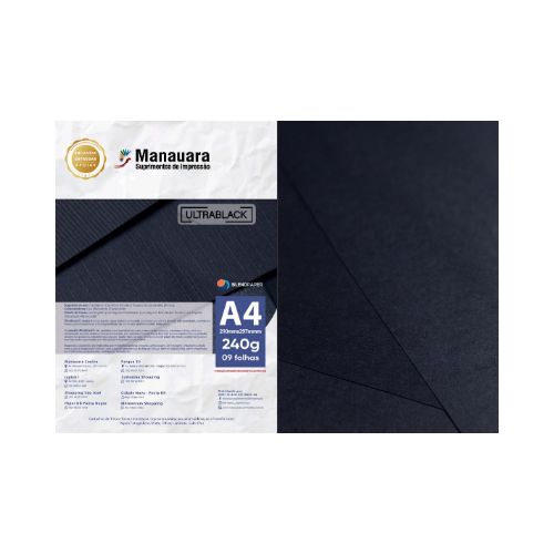 PAPEL ULTRABLACK LOS ANGELES A4 240G PACOTE COM 9 FOLHAS - CÓD. 2868