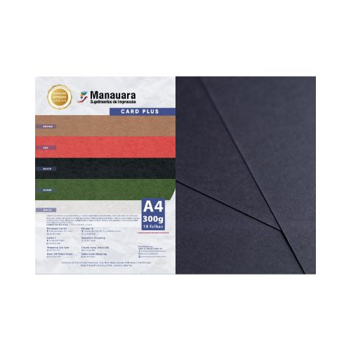 PAPEL CARDPLUS BLACK A4 300G PACOTE 18 FOLHAS - CÓD. 3141