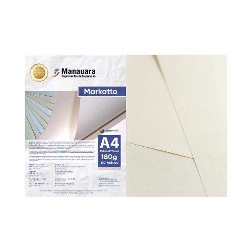 PAPEL MARKATTO MAJORCA A4 180G PACOTE 9 FOLHAS - CÓD. 2843