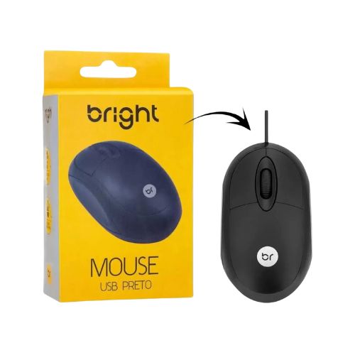 MOUSE BRIGHT USB 0106 PRETO - CÓD. 3494