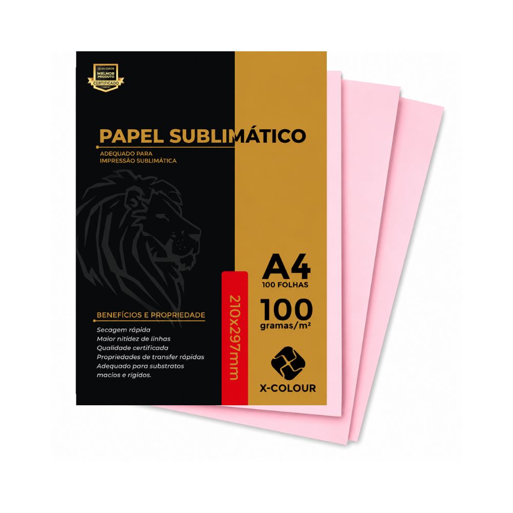 PAPEL SUBLIMÁTICO X-COLOUR A4 FUNDO ROSA 100G 100 FOLHAS - CÓD. 3054