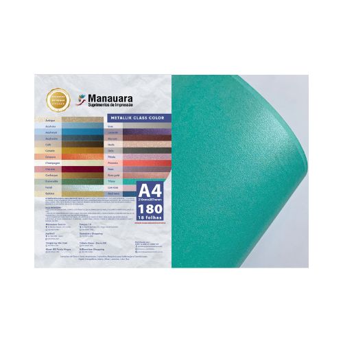 PAPEL CLASS COLOR METALLIK TIFANY A4 180G PACOTE 9 FOLHAS - CÓD. 2936