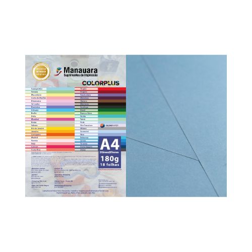 PAPEL COLORPLUS NICE A4 180G PACOTE COM 18 FOLHAS - CÓD. 2815