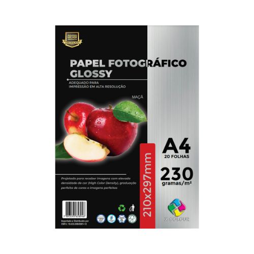 PAPEL FOTOGRÁFICO GLOSSY A4 230G PACOTE 20 FOLHAS - CÓD. 170