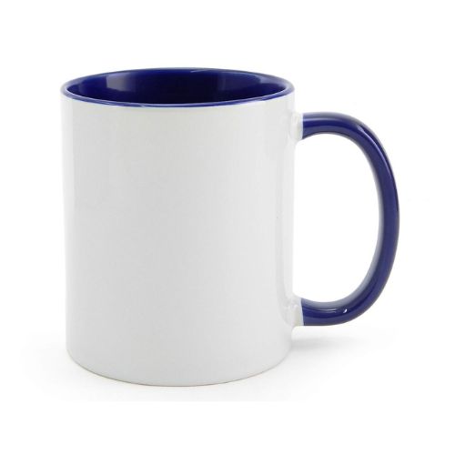 CANECA CERÂMICA X-COLOUR INTERIOR E ALÇA COLORIDA AZUL ESCURO 325ML - CÓD. 3320