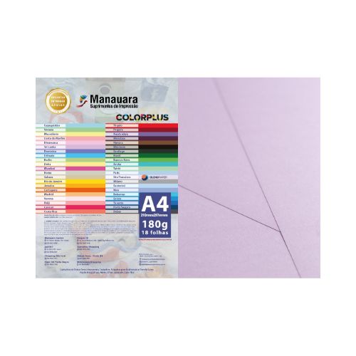 PAPEL COLORPLUS SRI LANKA A4 180G PACOTE COM 18 FOLHAS - CÓD. 3137