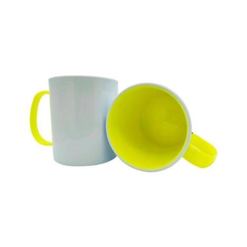 CANECA DE POLÍMERO BRANCA INTERNO E ALÇA LIMÃO 140G 325ML - CÓD. 2759
