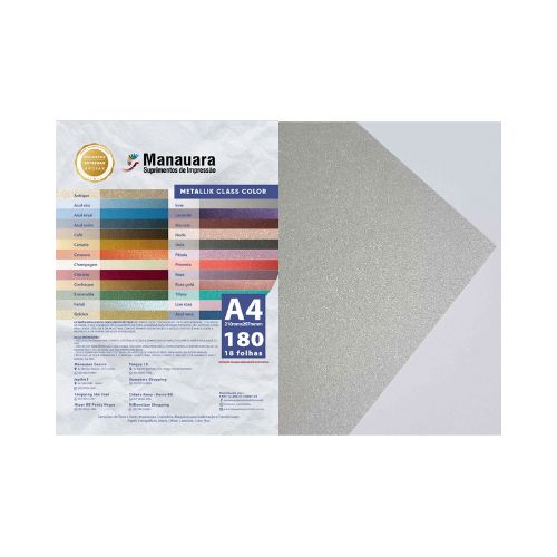 PAPEL CLASS COLOR METALLIK INOX A4 180G PACOTE 9 FOLHAS - CÓD. 2932