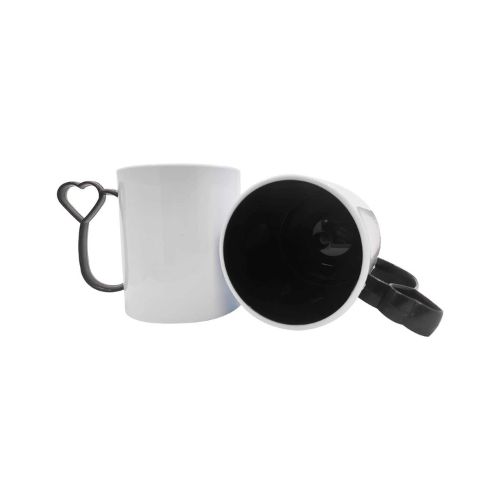 CANECA DE POLÍMERO INTERNA PRETO E ALÇA CORAÇÃOZINHO PRETO 133G 325ML - CÓD. 3723