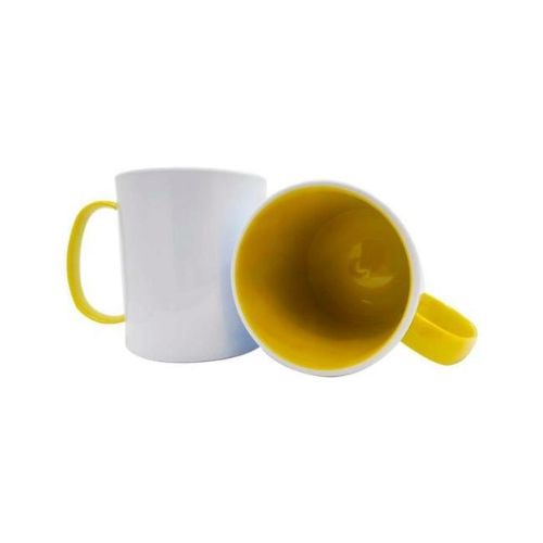 CANECA DE POLÍMERO BRANCA INTERNO E ALÇA DOURADA 140G 325ML - CÓD. 2765