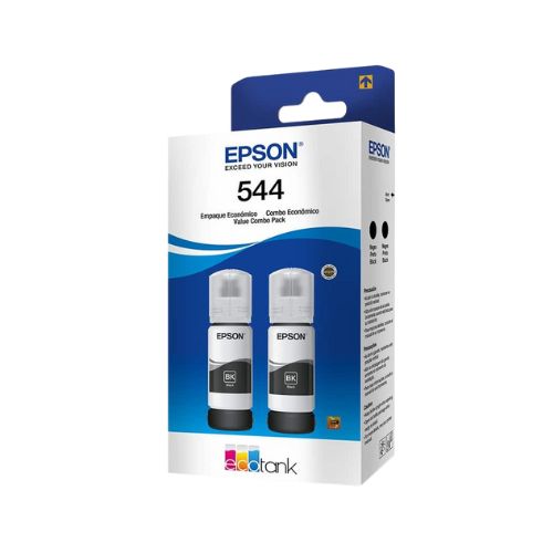 KIT 2 CORES PRETOS EPSON T544 L1250 L3150 L3110 L5190 L3250 L3210 ORIGINAL 65ML - CÓD. 3580