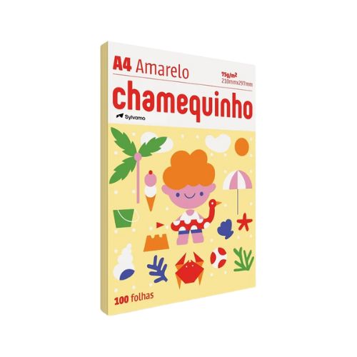 PAPEL CHAMEQUINHO AMARELO A4 75G PACOTE COM 100 FOLHAS - CÓD. 3770