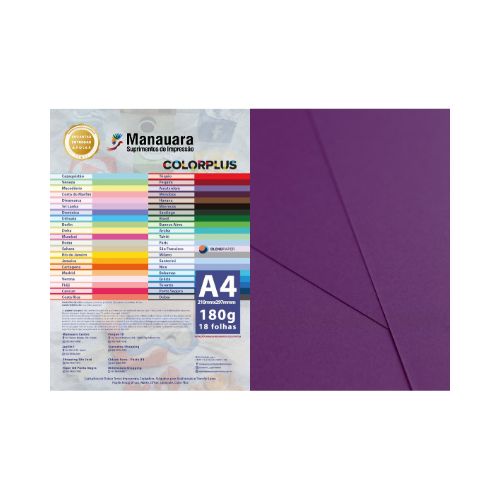 PAPEL COLORPLUS MENDOZA A4 180G PACOTE COM 18 FOLHAS - CÓD. 2820