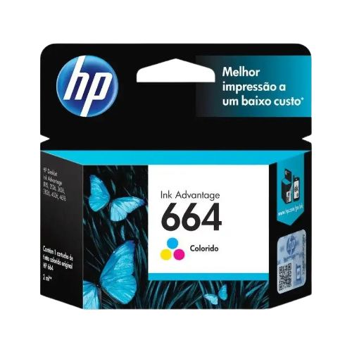 CARTUCHO TINTA HP 664 1115 2134 2676 3636 3776 3836 4536 5076 COLORIDO ORIGINAL 2ML - CÓD. 107