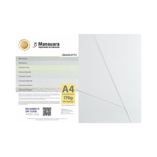 PAPEL MARKATTO CONCETTO BIANCO A4 170G 9 FOLHAS - CÓD. 3977