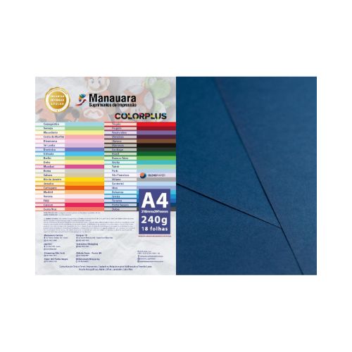 PAPEL COLORPLUS PORTO SEGURO A4 240G PACOTE COM 18 FOLHAS - CÓD. 2875