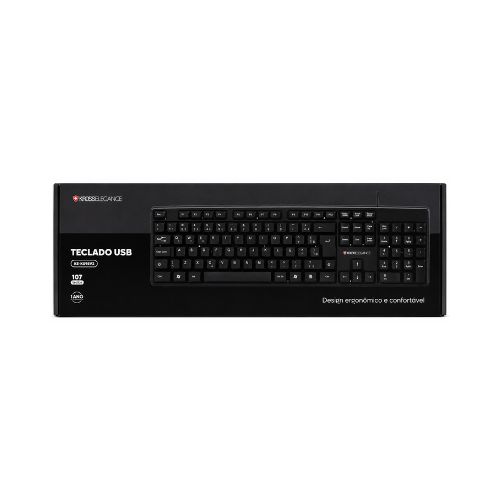 TECLADO KROSS KE-K095V2 PRETO ABNT2 107 TECLAS SILENCIOSO USB PLUG & PLAY - CÓD. 4000