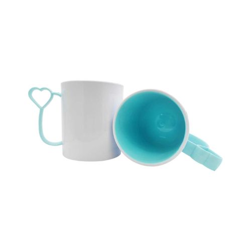 CANECA DE POLÍMERO INTERNA AZUL BEBÊ E ALÇA CORAÇÃOZINHO AZUL BEBÊ 133G 325ML - CÓD. 3721