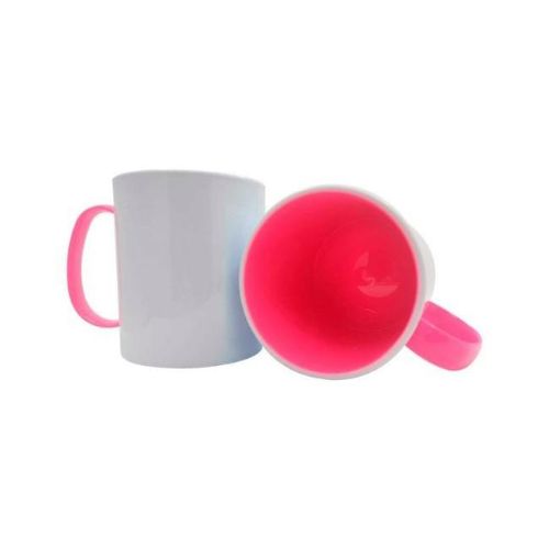 CANECA DE POLÍMERO BRANCA INTERNA E ALÇA ROSA CHICLETES 140G 325ML - CÓD. 2758