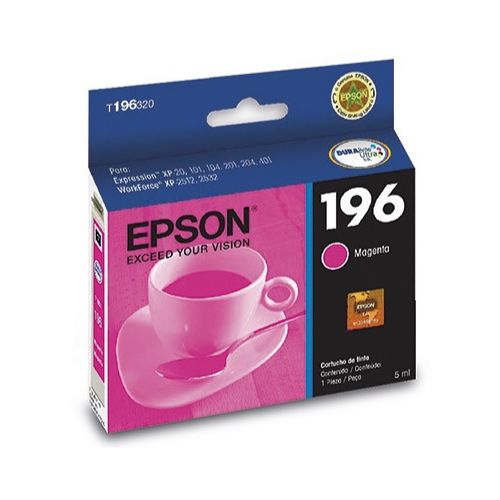 CARTUCHO TINTA EPSON T196 XP101 XP201 XP214 XP401 XP411 WF-2532 MAGENTA ORIGINAL 4ML - CÓD. 365