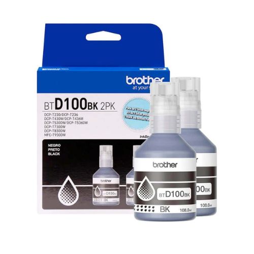 KIT 2 GARRAFAS BROTHER BTD100 2PK T230 T236 T430 T436 T530 T536 T730 T830 T930 15K BLACK - CÓD. 3880