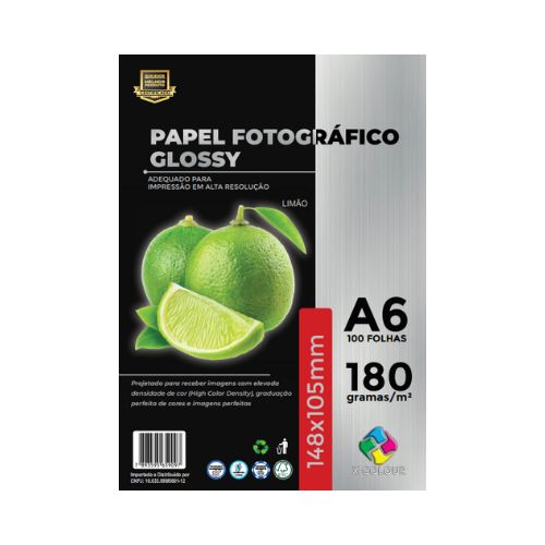 PAPEL FOTOGRÁFICO A6 148MM X 105MM 180G PACOTE COM 100 FOLHAS - CÓD. 2889
