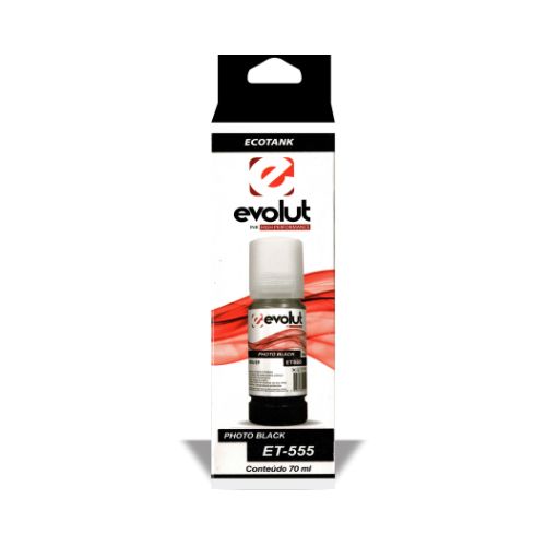 TINTA CORANTE EVOLUT EPSON ET555 L8180 L8160 L8190 BLACK 70ML - CÓD. 3405