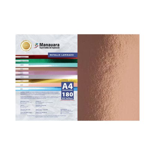 PAPEL LAMINADO METALLIK ROSE GOLD A4 180G 9 FOLHAS - CÓD. 2838