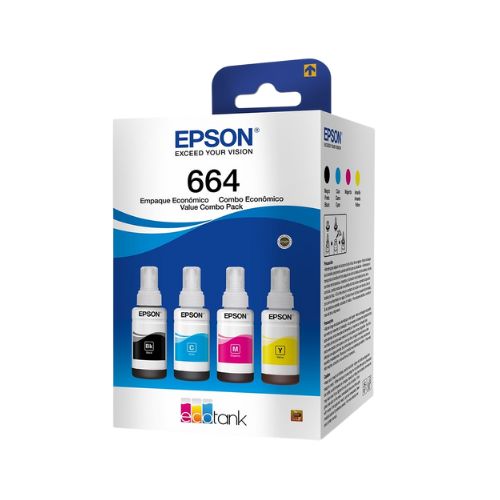 KIT 4 CORES EPSON T664 L200 L375 L220 L110 L355 L555 L455 L365 L395 ORIGINAL 65ML - CÓD. 3579