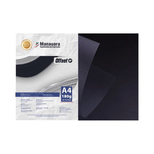 PAPEL OFFSET BLACK A4 180G PACOTE COM 18 FOLHAS - CÓD. 3145