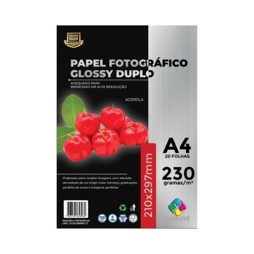 PAPEL FOTOGRÁFICO DUPLA FACE A4 230G PACOTE 20 FOLHAS - CÓD. 1114