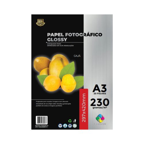 PAPEL FOTOGRÁFICO A3 230G PACOTE COM 20 FOLHAS - CÓD. 470