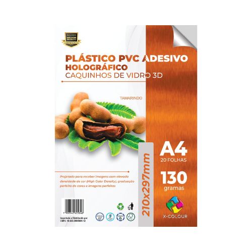 PLÁSTICO PVC ADESIVO HOLOGRÁFICO CAQUINHOS VIDRO 3D RESISTENTE À ÁGUA 4 130G 20 FOLHAS - CÓD. 3392