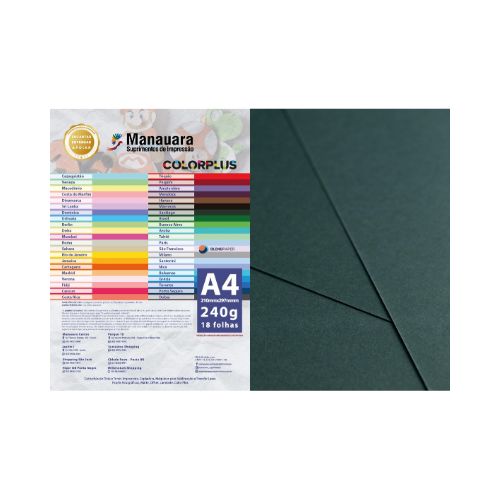 PAPEL COLORPLUS SANTIAGO A4 240G PACOTE COM 18 FOLHAS - CÓD. 2878