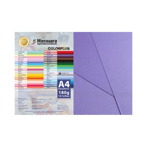 PAPEL COLORPLUS AMSTERDAM A4 180G PACOTE 18 FOLHAS - CÓD. 2747
