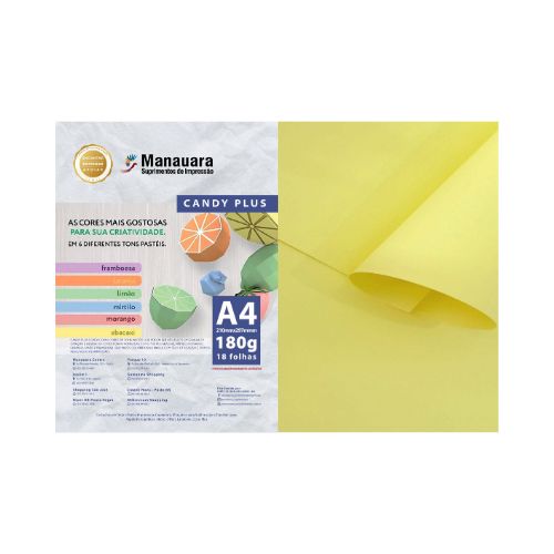 PAPEL CANDY PLUS ABACAXI A4 180G PACOTE 18 FOLHAS - CÓD. 2821