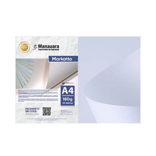 PAPEL MARKATTO SUTILLE MARFIM A4 180G PACOTE 9 FOLHAS - CÓD. 3938