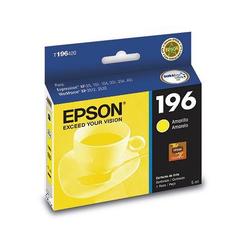 CARTUCHO TINTA EPSON T196 XP101 XP201 XP214 XP401 XP411 WF-2532 AMARELO ORIGINAL 4ML - CÓD. 366