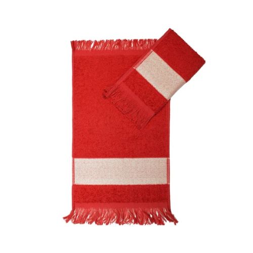TOALHA PARA ESTAMPA SUBLIMÁTICA VERMELHO COM FRANJA 22CM X 35CM 300G - CÓD. 3640