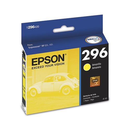 CARTUCHO TINTA EPSON T296 XP-231 XP-431 XP-241 XP-441 AMARELO ORIGINAL 4ML - CÓD. 1179